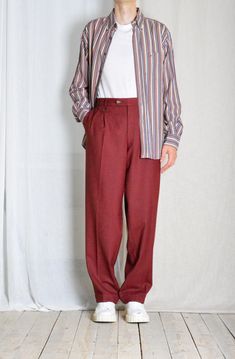 Vintage 90s Burgundy Red Wool Blend Pleated Formal Mens Pants Marked size: 27 Estimated Size: Waist size 38 In Large Inside leg: 31.2 In (79 cm) Pants total length: 42.2 In (107 cm) Waist: 38.6 In (98 cm) Rise: 12.6 In (32 cm) Material: 60% wool 38% poly 2% elastane The model in this pic is 180cm (5ft 10) 🥦 We create reality 👀 Be sure to contact us with any questions :) Corduroy Pants Men, Red Pants, Red Wool, Corduroy Pants, Burgundy Red, Waist Size, Bordeaux, Vintage 90s, Mens Pants