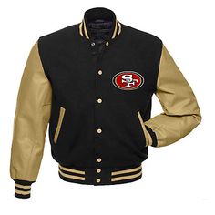 Great Shopping San Francisco 49ers Black Letterman Varsity Jacket with Leather Sleeves, Mens Coats Jackets Black Varsity Jacket For Game Day In Fall, Fitted Varsity Jacket With Button Closure For College, Classic Leather Jacket For Winter College Wear, Classic Winter Leather Jacket For College, Varsity Leather Jacket Long Sleeve, Classic Winter Outerwear For Sports Events, Fitted Varsity Leather Jacket For College, Fitted Leather Varsity Jacket, Classic Leather Varsity Jacket