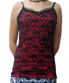 Gothic lady top made of black net fabric with skulls. Backfree style. Front with red satin underlayer. Classy Necklaces, Red And Black Top, Fashion Model Poses, Black Skull, Edgy Style, Punk Outfits, Twin Set, High Fashion Street Style, Party Looks