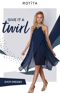 Get ready for the holiday party with this navy blue special occasion dress from Rotita. A flowing asymmetrical hemline and embellished neckline make this dress a stunner. Shop the look today. Flowy Chiffon Party Dress, Flowy Georgette Chiffon Party Dress, Summer Party Chiffon Dress In Georgette, Fitted Chiffon Dress With Overlay, Flowy Chiffon Dress With Overlay For Summer, Summer Party Chiffon Dress, Flowy Chiffon Dress With Asymmetrical Hem For Party, Summer Chiffon Dress With Overlay, Summer Evening Chiffon Dress With Overlay