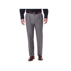 Classic style with a comfortable design, these men's Haggar dress pants fit perfectly into your lifestyle.PRODUCT FEATURES4-Way Stretch fabric blend for freedom of movementWrinkle-free fabric4-pocketZipper flyFIT & SIZINGClassic fit sits at the waist and is relaxed through the hip and thigh with a traditional leg openingHidden expandable waistbandPleated waistline for comfort and ease of movementStraight leg openingFABRIC & CARE78% polyester, 22% recycled polyesterMachine washImportedSUSTAINABIL Semi-formal Solid Color Dress Pants With Belt Loops, Semi-formal Flat Front Dress Pants With Belt Loops, Big And Tall Business Casual Pants With Welt Pockets, Gray Flat Front Business Casual Bottoms, Big And Tall Straight Leg Pants For Business Casual, Big And Tall Straight Leg Dress Pants For Work, Gray Flat Front Bottoms For Business Casual, Classic Big And Tall Workwear Bottoms, Classic Big And Tall Business Casual Pants