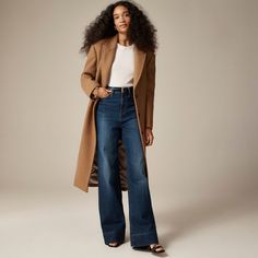 J.Crew: Denim Trouser In 1996 Semi-stretch For Women Dress Pant Suit, Can We Talk, Fall 24, Fall Denim, J Crew Men, Mens Chinos, Jcrew Women, Denim Trousers, Wide Leg Denim