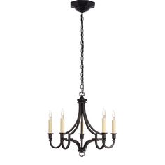 a chandelier with five candles hanging from it