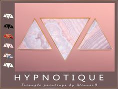 a pink poster with geometric shapes and text that reads hypnotique triangle paintings by women