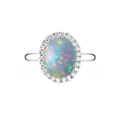 OPAL and DIAMONDS Ring by MRGEMSJEWELLERY on Etsy White Gold Opal Ring With Multi-stone Round Cut, Hallmarked Oval Diamond Opal Ring, Vvs Clarity Opal Ring For Formal Occasions, Classic Multi-stone Oval Cabochon Rings, Classic Multi-stone Opal Ring, Classic Multi-stone Opal Ring For Formal Occasions, Classic Multi-stone White Gold Opal Ring, Classic Hallmarked Opal Ring Round Cut, Fine Jewelry White Gold Opal Ring With Brilliant Cut