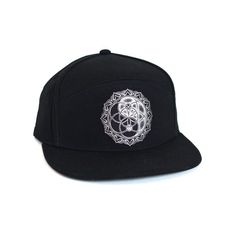 Metallic Silver Yin Yang Snapback Hat - Sacred Geometry Snapback - Festival HatThis black snapback hat features a large laser engraved faux leather patch with my hand drawn Yin Yang Mandala. The design is engraved into black faux leather revealing a shimmery metallic silver finish. This patch is attached to the snapback with a strong waterproof fabric glue. Snapback Style with a matching black under-bill Hip Hop Flat Brim Fitted Hat, Hip Hop Snapback Hat With Flat Brim, Hip Hop Dad Hat With Adjustable Flat Bill, Adjustable Flat Bill Snapback Hat Hip Hop Style, Hip Hop Style Adjustable Dad Hat With Flat Bill, Black Hip Hop Baseball Cap With Flat Bill, Black Hip Hop Hat For Festival, Black Hip Hop Festival Hat, Black Hip Hop Flat Bill Baseball Cap