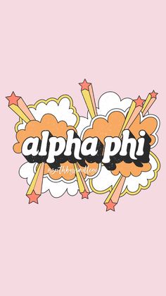 the word'apha phi'is written in black and white on a pink background