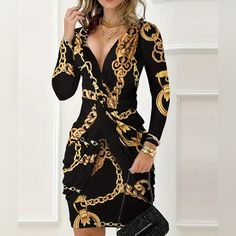 Brand New Elegant Gold Dress For Going Out, Elegant Long Sleeve Gold Bodycon Dress, Elegant Fall Bodycon Dress For Going Out, Elegant Gold Mini Dress For Going Out, Chic Gold Bodycon Dress, Gold V-neck Dress For Work, Elegant Gold V-neck Bodycon Dress, Elegant Black Spring Bodycon Dress, Elegant Black Bodycon Dress For Spring