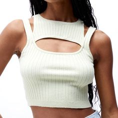 New With Tags And Has Never Been Worn! Kendall & Kylie Jenner Cutout Cropped Sweater Tank Top From Pacsun - Halter Neckline - Knit Fabrication Model Is Wearing Size Small Ribbed Tops For Summer Day Out, Ribbed Tops For A Summer Day Out, Summer Ribbed Tops For A Day Out, Trendy Cropped Knit Top For Spring, Trendy Crop Top Knit For Day Out, Fitted Cropped Knit Top For Day Out, Beige Ribbed Top For Day Out, Solid Cropped Knit Top For Spring, Cropped Knit Top For Spring Day Out