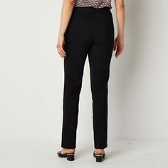 Made from a smooth stretch-woven fabric, these Liz Claiborne women's tall Lisa pull-on pants are a versatile base to style with everything from a t-shirt to a button-down and blazer. This straight-leg style is cut for a mid-rise with a smooth elastic waistband to help with tummy control, plus multiple pockets.Front Style: Flat FrontFeatures: Stretch FabricClosure Type: Elastic Back, Pull On, Full ElasticConcerns: Tummy SolutionsFit: Straight FitPockets: 2 Front Slip Pockets, 2 Back Slip Pockets… Pull-on 4-way Stretch Dress Pants For Work, Spring Workwear Pants With 5-inch Inseam, Comfort Stretch Dress Pants For Workwear, Stretch Business Casual Dress Pants With Elastic Waistband, Comfort Stretch Straight Dress Pants For Work, Stretch Dress Pants With Elastic Waistband For Business Casual, Stretch Pull-on Dress Pants For Business Casual, Stretch Tapered Leg Dress Pants With Pull-on Style, Stretch Tapered Leg Pull-on Dress Pants