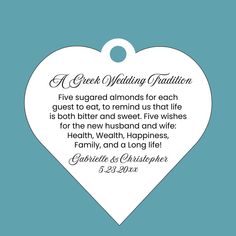 a white heart shaped paper cutout with the words, a great wedding fa tion