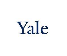 the word yale written in blue on a white background