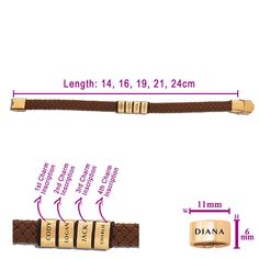 Looking for a unique and thoughtful gift for someone special? Look no further than Belle Fever Personalised Brown Leather Bracelet! Crafted from high-quality, hypoallergenic materials and handcrafted in-house, this bracelet is both durable and comfortable to wear, making it the perfect accessory for any occasion.The bracelet features a thick brown leather band that is solid and thick, giving it a premium feel. The steel plate on the bracelet can be inscribed with a name, date, or symbol of your Elegant Brown Wrap Bracelet As A Gift, Personalized Elegant Leather Bracelet As Gift, Personalized Elegant Leather Bracelet Gift, Elegant Personalized Leather Bracelet For Gift, Elegant Personalized Leather Bracelet Gift, Resizable Gold Wrap Bracelet As Gift, Brown Beaded Bangle Bracelet For Gift, Brown Resizable Jewelry For Gifts, Engraved Brown Jewelry For Friendship