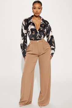 Available In Black/combo. Satin Shirt Long Sleeve Button Down Collar Printed Non Stretch Self: 100% Polyester Imported | Fly Away Satin Shirt in Black size XL by Fashion Nova Job Interview Outfit, Buisness Casual, Taupe Fashion, Classy Casual Outfits, Stylish Work Outfits, Professional Attire, Interview Outfit, Satin Shirt