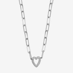 Included: 1 Necklace(s)Features: Adjustable Chain, Quick ShipJewelry Closure: Lobster ClaspLink Construction: SolidShape: HeartStone Cut: RoundMetal Color: WhiteChain Length: 18 InchPendant Length: 11.3mmPendant Width: 11.3mmChain Construction: PaperclipCare: Wipe CleanStone Type: 22 Cubic ZirconiaMetal: Sterling SilverNecklace Type: Pendant NecklacesCountry of Origin: Imported White Gold Heart Shaped Necklace With Chain, White Gold Heart Chain Necklace, Heart Shaped Anniversary Necklace With Paperclip Chain, Anniversary Heart Shaped Necklace With Paperclip Chain, Heart-shaped Paperclip Chain Necklace For Anniversary, Heart-shaped Anniversary Necklace With Paperclip Chain, Heart-shaped Cubic Zirconia Chain Necklaces, White Gold Heart Necklace, Heart-shaped Tarnish Resistant Chain Necklace For Valentine's Day