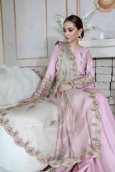 Regalia | Pakistani Designer Outfit | Sarosh Salman Updos Bridal, Wedding Anarkali, Hairstyle Prom, Wedding Hairs, Floor Length Anarkali, Pink Floor, Updo Bridesmaid, Hairstyles Prom, Updo Wedding