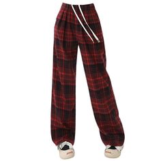 Red Plaid Pants, Rock N Roll Style, Red Pants, Plaid Pants, Plaid Design, Y2k Grunge, Grunge Fashion, Kawaii Fashion, Contemporary Fashion