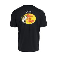 Show your love for the greatest outdoor outfitter in the world with the Bass Pro Shops� Woodcut Logo Short-Sleeve T-Shirt for Men. This comfortable T-shirt features the woodcut Bass Pro Shops logo on the back and the left chest. A tagless design keeps this T-shirt from getting itchy. Solids: 100% cotton. Heathers: 60% cotton/40% polyester. Machine wash. Imported.  Solids: 100% cotton;   Heathers: 60% cotton/40% polyester;   Woodcut Bass Pro Shops logo on back and left chest;   Tagless design; Black T-shirt With Letter Print For Outdoor, Black Sublimation Print Top For Outdoor, Short Sleeve T-shirt With Logo For Outdoor Activities, Short Sleeve Logo Print T-shirt For Outdoors, Logo Print T-shirt For Outdoor Activities, Graphic Tee With Moisture-wicking For Outdoor, Moisture-wicking Graphic Tee For Outdoor, Black Cotton T-shirt For Outdoor, Black Letter Print T-shirt For Outdoor