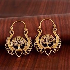 Brass Tree of Life Earrings, Ethnic Earrings, Tribal Earring, Boho Earrings, Gold Brass Hoop Earring, Big Tree Earrings, Jewelry Gifts ❥ Customers satisfaction is our biggest priority, please contact us with any questions/queries for future or existing orders, and we will do our best to make sure you are happy with your order. ❥Please make sure to add the correct address during check out. You can return your purchased item within 15 days after successful delivery. We offer a 100% "Money Back Gua Spiritual Style Earrings For Festivals Gift, Spiritual Festival Earrings Gift, Spiritual Earrings For Festivals Gift, Spiritual Earrings For Festivals And Gifts, Unique Pierced Jewelry For Festivals, Symbolic Drop Earrings For Festivals, Bohemian Jewelry With Matching Earrings For Festivals, Symbolic Festival Drop Earrings, Spiritual Dangle Earrings For Festival