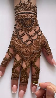 a woman's hand with henna on it