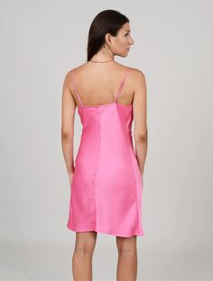 Bright Pink Satin slip dress with adjustable straps - perfect go to dress in a stunning color! Elegant Suspender Dress With Built-in Bra, Feminine Sleeveless Slip Dress With Built-in Bra, Elegant Strap Dress For Brunch, Elegant Brunch Dress With Straps, Spring Brunch Slip Dress With Straps, Spring Brunch Slip Dress, Satin Dress With Adjustable Straps For Date Night, Feminine Mini Suspender Dress With Adjustable Straps, Feminine Suspender Dress With Adjustable Straps