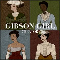 four different women in dresses with the words gibson girl creator