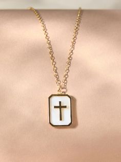 A symbol of faith and elegance, this dainty necklace features a stunning cross charm pendant. Crafted with an anti-tarnish finish, it's not only a beautiful accessory but also a lasting treasure that embodies both grace and durability. Makes the perfect gift! Clay Cross Necklace, Clay Cross, Wedding Branding, Christian Jewelry, Cross Jewelry, Gold Dipped, Plus Size Shopping, Cross Charms, Accessories Jewelry Necklace