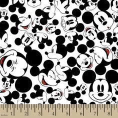 mickey mouse fabric with black and white background