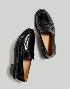 The Vernon Loafer in Leather Madewell Penny Loafers, Madewell Corrine Loafer, Madwell Shoes, Loafers Hm, Madewell Loafers, French Capsule Wardrobe, Leather Industry, Madewell Shoes, Platform Loafers