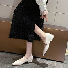 LBSFY - 2024 New French Pointed Single Shoes for Women's Dress, Elegance, One line with Thick Heels, Commuter Single Shoes Beige Flat Heels For Fall, Beige Round Toe Court Shoes For Party, Beige Court Shoes For Spring Party, Spring Beige Court Shoes With Flat Heel, Spring Beige Flat Heel Court Shoes, Beige Round Toe Court Shoes For Spring, Beige Court Shoes For Fall, Beige Low Heel Court Shoes For Fall, Beige Pointed Toe Court Shoes For Fall