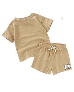 🌿 Introducing our fabulous Organic Cotton Shirt and Short Set! 🌿 👕 Made with 100% pure organic cotton, this set is not only super soft and gentle on your little one's skin, but it's also eco-friendly and sustainable 🌎. We believe in protecting the planet for future generations, and that's why we've carefully sourced materials that are both comfortable and kind to the environment. 🌈 The vibrant colors and delightful patterns of our Organic Cotton Shirt and Short Set will make your child stan Beige Cotton Sets For Spring, Beige Cotton Spring Sets, Spring Beige Cotton Sets, Casual Beige Playwear Sets, Beige Playwear Sets For Summer, Beige Playwear Set For Spring, Casual Brown Playwear Sets, Summer Beige Playwear Sets, Solid Color Crew Neck Sets For Summer