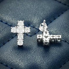 Exclusive 10MM Moissanite Cross Earrings 14K are now available, made of 925 sterling silver and PVD plated with 14K Gold. Both of these earrings measure exactly 10.63*13.69 millimeters in diameter and weigh exactly 2.3 grams each, with an estimated total diamond weight of 0.16 CTW. These men's moissanite earrings are iced out with round cut, colorless (D-Color), VVS moissanite flawless diamonds, placed in a prong and diamond setting. These stud earrings are made with a highly-durable stud screw Silver Moissanite Drop Earrings, Lab Grown Diamond Earrings With Diamond Accents Gift, Silver Moissanite Earrings With Brilliant Cut, Silver Lab-grown Diamond Earrings Fine Jewelry, Silver Lab Grown Diamond Earrings, Moissanite Drop Diamond Earrings As Gift, White Gold Cluster Earrings With Diamond Accents, Silver Lab Grown Diamond Earrings Fine Jewelry, Luxury White Gold Cluster Earrings In Sterling Silver