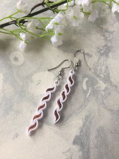 White and copper Long boho earrings Paper jewelry Abstract | Etsy Modern Copper Earrings As A Gift, Handmade Rose Gold Wrap Earrings, Handmade Rose Gold Wrap Earrings Gift, White Drop Wrap Earrings As Gift, White Nickel-free Linear Earrings As Gift, Unique White Earrings With Ear Wire, Unique White Earrings For Gift, White Copper Earrings As Gift, Rose Gold Dangle Wrap Earrings Gift