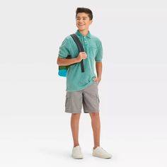 Boys' Short Sleeve Washed Polo Shirt - Art Class™ : Target Oversized Polo, Polo Shirt Outfits, Kids Wardrobe, Kids Clothes Boys, Fabric Tape, Short Sleeve Polo, Pair Of Pants, Boy Shorts, Hip Length