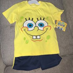 2 Piece Outfit Shirt And Short Boys Size 5 Paw Patrol Outfit, Paw Patrol Pajamas, Dark Blue Sweatshirt, Spongebob Square Pants, Paw Patrol Shirt, Nickelodeon Girls, Spongebob Square, Dinosaur Outfit, Pink Sweat