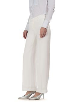 Shine bright and pearly white! Elegant White Straight Dress Pants, Elegant White Dress Pants For Formal Occasions, Casual White Full Length Dress Pants, Elegant White Formal Bottoms, Elegant White Wide Leg Pants, Elegant White Dress Pants For Work, Elegant Solid Color Pants For Spring, Elegant White Pants For Work, Elegant Fitted White Bottoms