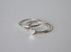 Sterling Silver Heart Ring, Silver Stacking Rings, Hammered Rings, Silver Rings, Heart Ring, Stackable Ring, Set of Stacking Rings, Heart by CandiceVostrejs on Etsy Silver Heart Stackable Rings, Silver Heart-shaped Stackable Rings, Stackable Open Heart Sterling Silver Ring, Stackable Heart-shaped Sterling Silver Rings, Heart-shaped Sterling Silver Stackable Rings, Sterling Silver Stackable Heart Rings, Sterling Silver Heart-shaped Stackable Rings, Sterling Silver Rings With Double Heart And Heart Charm, Sterling Silver Rings With Double Heart Charm