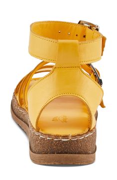 A cushioned footbed and shock-absorbing sole ensure daylong comfort in this supple leather sandal secured with adjustable buckle straps. 1 1/2" heel Adjustable ankle strap with buckle closure Cushioned footbed Leather upper and lining/synthetic sole Made in Turkey Adjustable Yellow Sandals With Removable Insole, Adjustable Yellow Sandals With Buckle Closure, Leather Sport Sandals With Buckle Closure And Flat Heel, Yellow Leather Sandals With Buckle Closure, Adjustable Ankle Strap Sport Sandals With Leather Footbed, Strap Sandals Women, Sandal Women, Ankle Strap Sandals, Strap Sandals