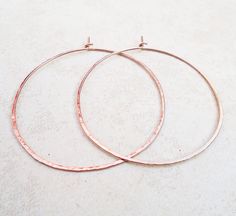 "These Hoops are made out of 18Ga, 14K rose gold filled wire. Hammered for texture and sparkle. They measure 2\" in diameter and thickness is about 1mm. It can be made with other metals and other sizes if you like. Can't go wrong with a simple, \"old-fashioned\" hoops at any time :) ~Thank you for stopping by and supporting handmade, have a lovely day~" Rose Gold Wire Wrapped Hoop Earrings, Rose Gold Hoop Earrings, Minimalist Earring, Hammered Hoop Earrings, Earrings Metal, Earrings Pink, Earrings Minimalist, Lovely Day, Gold Hoop