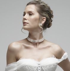 An elegant versatile Three-strand pearl choker comes with a matching pair of stud earrings. This set is a lovely addition to your modern, classic, or vintage-inspired wedding. Bridal jewelry set, Bridal choker necklace earrings, Wedding choker, white Victorian pearl jewelry set, bridesmaid jewelry, choker set, evening jewelry, party jewelry , vintage inspired jewelry • Color : White, Silver, Clear • Theme : Pearl • Necklace Size : 11" to 14" adjustable • Decor Size : 1" L • Bracelet Size : 1" H Wedding Necklaces For Bride, Pearl Choker Wedding, Bridal Choker Necklace, Pearl Bride, Pearl Jewelry Set, White Victorian, Choker Dress, Evening Jewelry, Bridal Choker