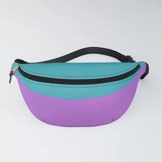 a blue and black fanny bag on a white background with an empty space for text