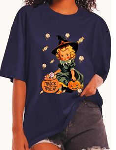 Retro Halloween Shirt, Vintage Cute Shirt, Halloween Cute Girl Tee, Cute Ghost Shirt, Retro Pumpkin Shirt, Vintage Ghost Shirt Size S, M, L, XL,2X, 3x Gildan/Hanes/Soft Style Ghost Halloween Sweatshirt, Womens Halloween Shirt, Halloween Party Shirt, Fall Sweatshirt, Halloween Gift, Halloween Costume We design trendy sweatshirts that you can use in every important day of your life. We produce beautiful and quality designs that can be used in all kinds of activities that you will do with your family or friends. These designs will offer you and your environment a unique complement. We are very excited to bring you our high quality and soft, trendy sweatshirt. Every sweatshirt we made means a new excitement for us. Halloween Blue Tops With Letter Print, Blue Halloween Top With Letter Print, Blue Halloween Tops With Letter Print, Blue Halloween Letter Print Tops, Blue Letter Print Top For Halloween, Blue Pre-shrunk Tops For Halloween, Crew Neck Tops With Letter Print For Costume Party, Retro Halloween Short Sleeve Tops, Halloween Graphic Print Crew Neck Top