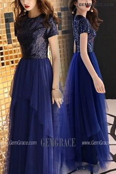 10% off now|Free shipping world-wide. Blue Long Tulle Formal Party Dress With Sequined Short Sleeves at GemGrace. Click to learn our pro custom-made service for wedding dress, formal dress. View #BridalPartyDresses for more ideas. Short Sleeve Sequin Evening Dress For Formal Events, Short Sleeve Sequin Evening Dress For Formal Occasions, Sequin Short Sleeve Evening Dress For Formal Occasions, Elegant Short Sleeve Sequin Prom Dress, Tulle Evening Dress With Short Sleeves, Short Sleeve Tulle Evening Dress, Formal Holiday Evening Dress With Short Sleeves, Short Sleeve Sequin Evening Dress For Party Season, Prom Evening Dress With Sequins And Short Sleeves