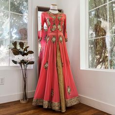 Measurements: Floor Length: 56” Armpit Hole: 7” Pit To Pit: 18”-19” (Stretched) Waist: 16” Sleeves: 18.5” Skirt Not Included (To Be Sold Separately) - No Dupatta No Pads Worn Once! Very Pretty In Person // Floor Length Great For Diwali, Wedding And Other Festivals Color: Pink / Gold Make A Reasonable Offer Bundle For Discount Pink Reception Gown With Dabka Embroidery, Pink Dabka Gown For Reception, Pink Gown With Dabka For Reception, Long Pink Kurta With Zari Work, Pink Dabka Embroidered Floor-length Dress, Pink Maxi Length Kurta With Sheer Dupatta, Pink Maxi-length Kurta With Sheer Dupatta, Pink Dabka Floor-length Dress, Long Pink Dress With Resham Embroidery