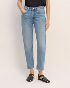 The Super-Soft Relaxed Jean Weathered Blue – Everlane Everyday Medium Wash Cropped Jeans, Relaxed Fit Cropped Jeans With Tapered Leg, Relaxed Fit Cropped Jeans With Tapered Leg For Everyday, Everyday Mom Fit Cropped Jeans With Tapered Leg, Everyday Dark Wash Cropped Jeans With Straight Hem, Everyday Rigid Denim Cropped Jeans For Spring, Spring Straight Fit Cropped Jeans For Everyday, Straight Fit Cropped Jeans For Everyday Spring Wear, Everyday Mom Fit Cropped Jeans