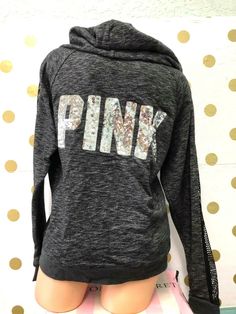 Victoria's Secret Pink Bling Full Zip Hoodie Sweatshirt Dark Marl Gray Mesh New with tag Description Full-Zip Hoodie Slightly relaxed fit Drawstring hood, side pockets Bling logo on back, fishnet mesh arms Imported Cotton/Polyester Blend SORRY, WE DO NOT SHIP INTERNATIONAL !!! Payment must be made within 3 days after Auction end     Thank you Shipping Information US Shipping only : Shipping will be made by USPS First Class or Priority Mail, whichever is aprropriate according to the weight for in Pink Outfits Victoria Secret, Pink Bling, Pink Vs, Pink Outfits, Full Zip Hoodie, Vs Pink, Victoria's Secret Pink, Hoodie Sweatshirt, Priority Mail