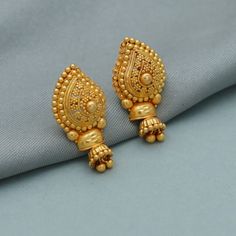 2 Grams Gold Earrings, Fancy Gold Earrings, 2 Grams Gold Earrings Designs, Stud Earrings Indian, 22k Gold Earrings, Gold Earrings Indian, New Gold Jewellery Designs, Gold Earrings Models, Gold Jewellry