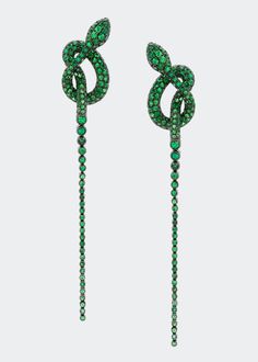 Stefere White Gold Tsovorite Earrings from The Snake Collection - Bergdorf Goodman Green Diamond Earrings For Evening, Formal Tsavorite Earrings Fine Jewelry, Serpentine Jewelry, Jewellery Sketch, Lana Jewelry, Snake Jewelry, Snake Earrings, Snake Necklace, Animal Earrings