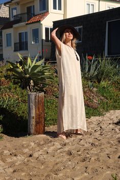 Whether you will wear it as an over-bikini cover-up, or as a dress on its own, you will be able to achieve an elevated look with our Collette Kaftan. Delicate and sophisticated, this linen kaftan will be a perfect fit at a resort by the sea, or at any poolside setting. You can also wear it as a tunic over a slip dress, shorts and even jeans. Collette Kaftan is one size. Due to its breathable transparency, you can purchase it together with our Leah cotton slip dress, that is available in sizes S,