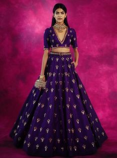 Vani Vats, डिजाइनर कपड़े, Purple Lehenga, Simple Lehenga, Indian Outfits Lehenga, Lehenga Designs Simple, Lehenga Blouse Designs, Crop Top Skirt Set, Gaun Fashion